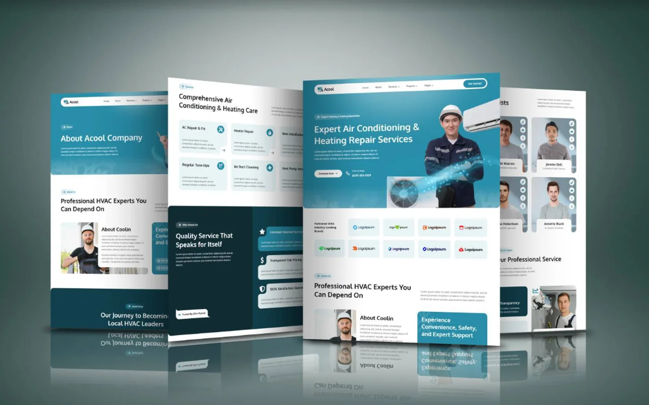 Acool HVAC company website design by Pixel Mahmud
