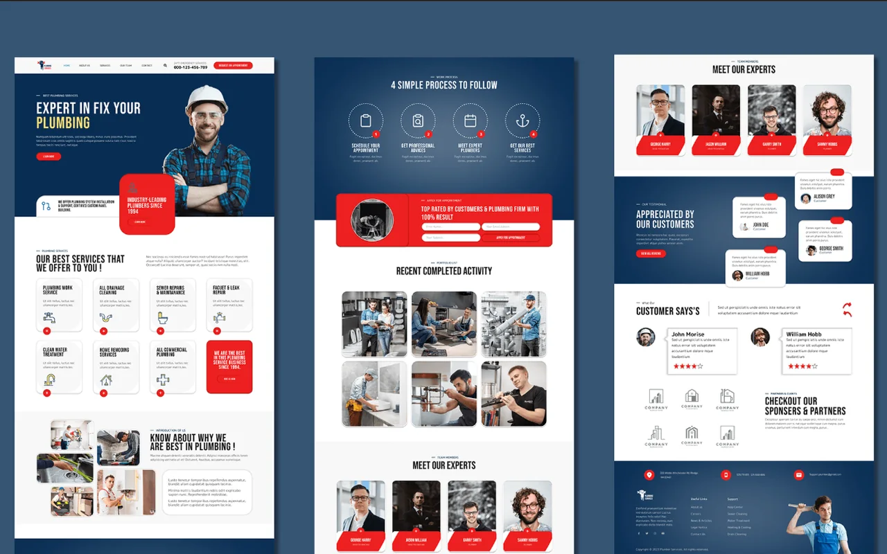 Plumbing services website design by Pixel Mahmud